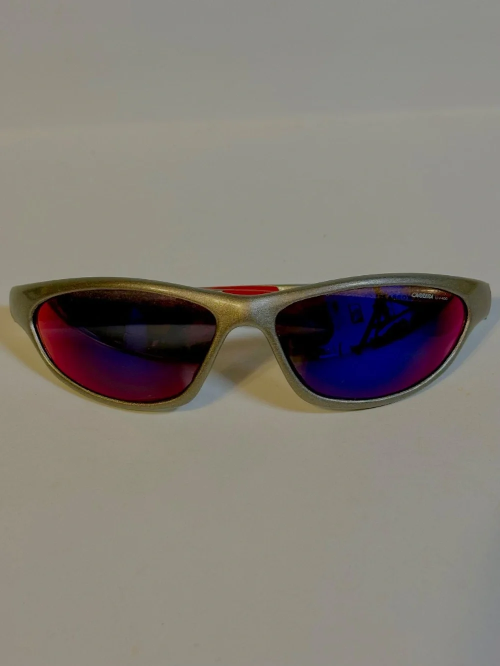 Vintage Carrera Arrow Y2K Silver Sport Wrap Around Sunglasses Retro Streetwear